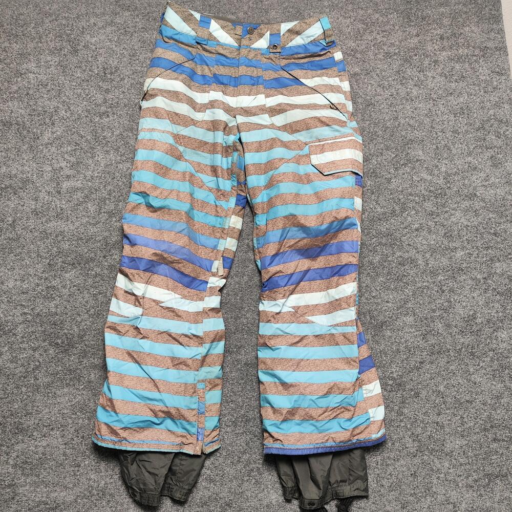 Burton Snow Pants Womens XS Blue Striped DRYRIDE Insulated Ski Winter Waterproof